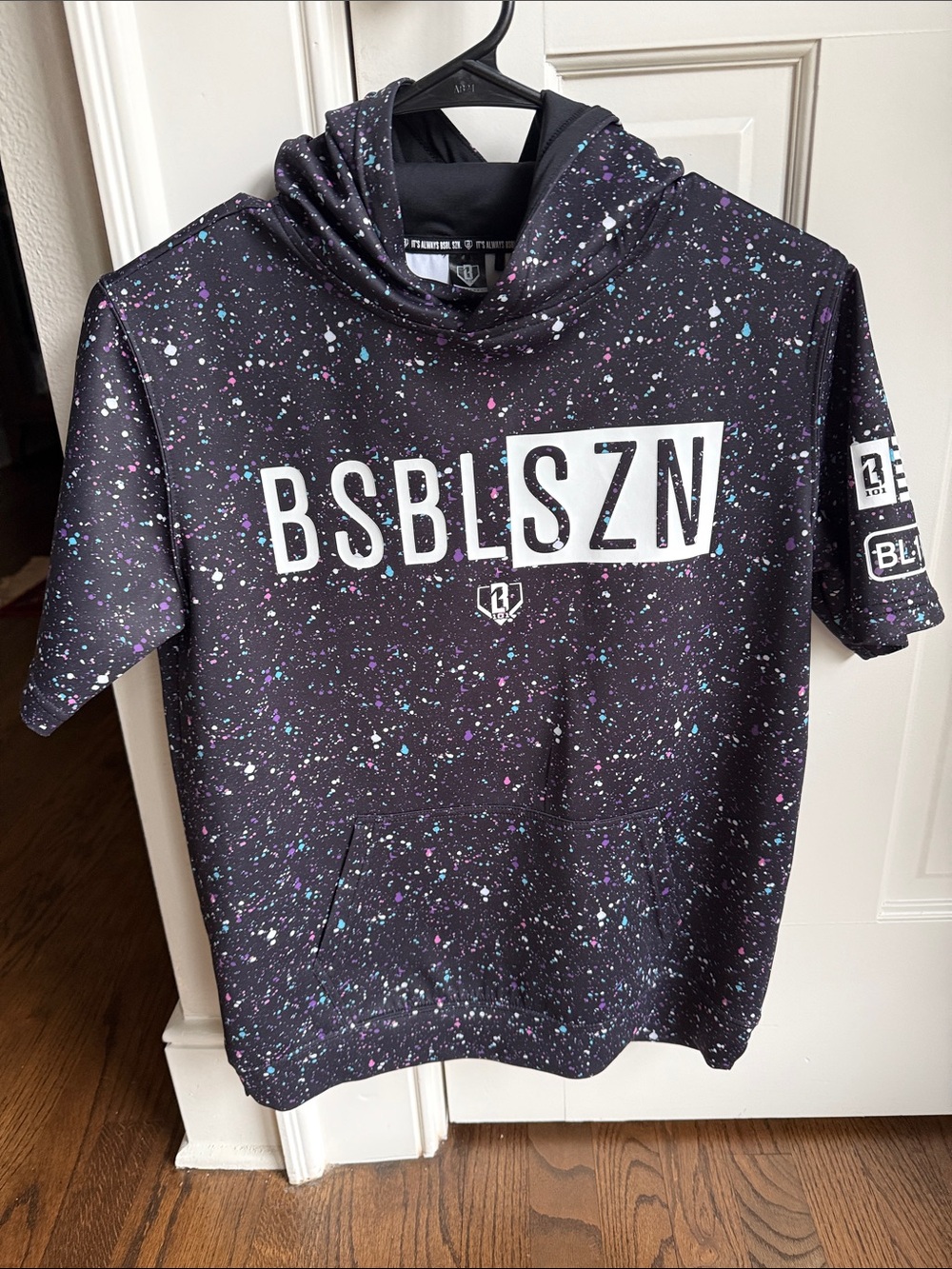 BSBL SZN Kids Black Speckle Hoodie Tee - BSBL